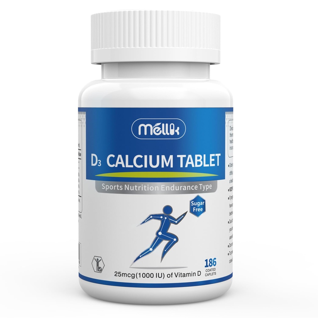 Calcium-Supplement Vitamin-D3 1200 mg Magnesium-Mini - 186Tablas Desflavored Slow Release Bone Health Mujeres y Hombres Suplemento dietético Fácil de Tragar Libre