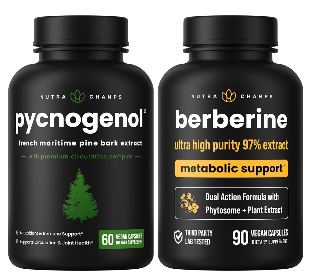 NutraChamps Circulatorio Completo &amp; Boost Metabólico : Pycnogenol &amp; Berberine Duo
