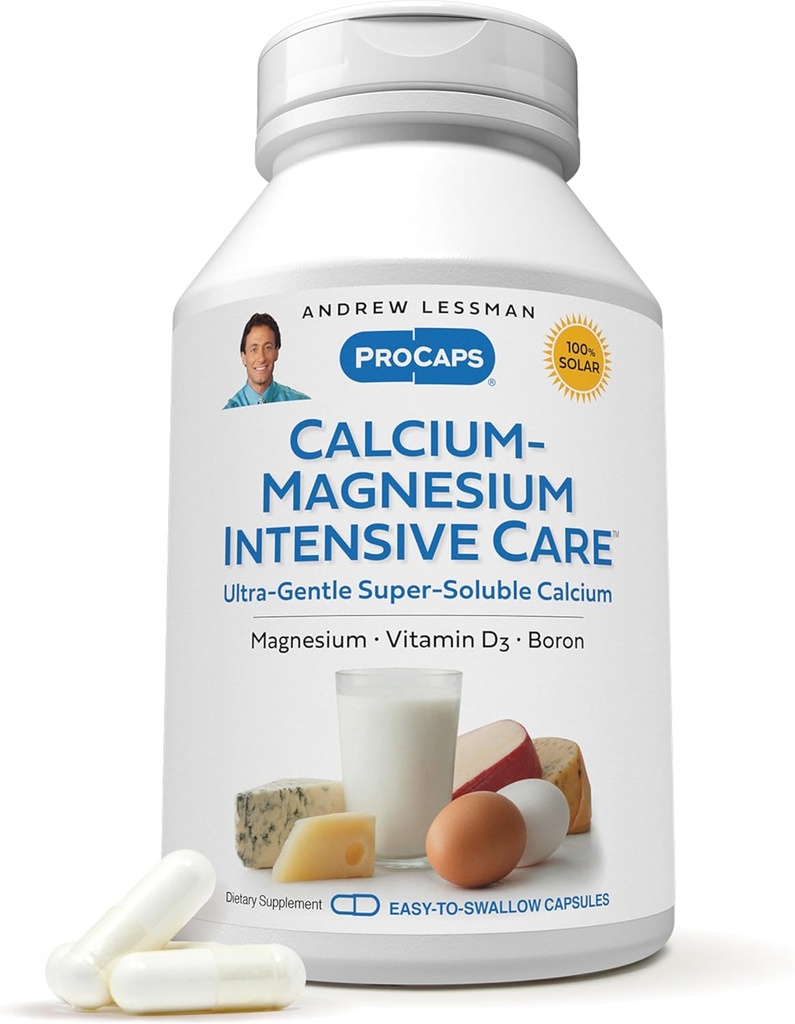 ANDREW LESSMAN Calcium Magnesium Intensive Care 1000 Capsules - Bone and Skeleton Health Essentials. Cápsulas fáciles de absorber, pólvora fina superluble. Suave hasta los estómagos más sensibles