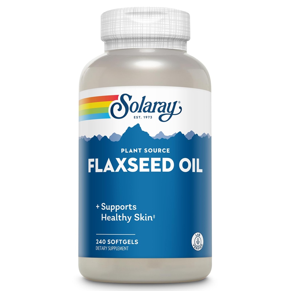 SOLARAY Flaxseed Oil 3000 mg with Omega 3 6 9, Flax Seed Softgels for Skin Health, Triple Omega Suplemento, Non-GMO, Gluten Free, Lab Verified - 60-Day Guarantee - 80 Servings, 240 Softgels