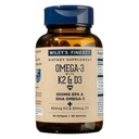 Wiley's Finest Wild Alaskan Fish Oil Vitamin K2 &amp; D3 Softgels - 500 mg de EPA y DHA Omega-3 para Bone and Heart Health Support - 60 Softgels (60 Servings)