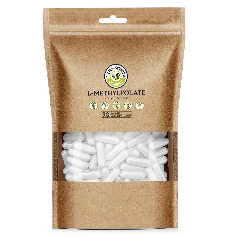 DSO L Methylfolate 7.5mg (5 MTHF Suplemento) - 90 cápsulas Vegan (7,5 mg) - Suplemento activo de folato de l metil para el control de la homocisteína - vitamina de ácido fólico - Empaquetado ecológico