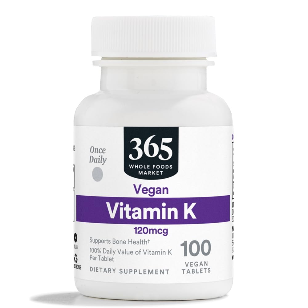 365 por mercado entero de alimentos, vitamina K 120 MCG, 100 tabletas