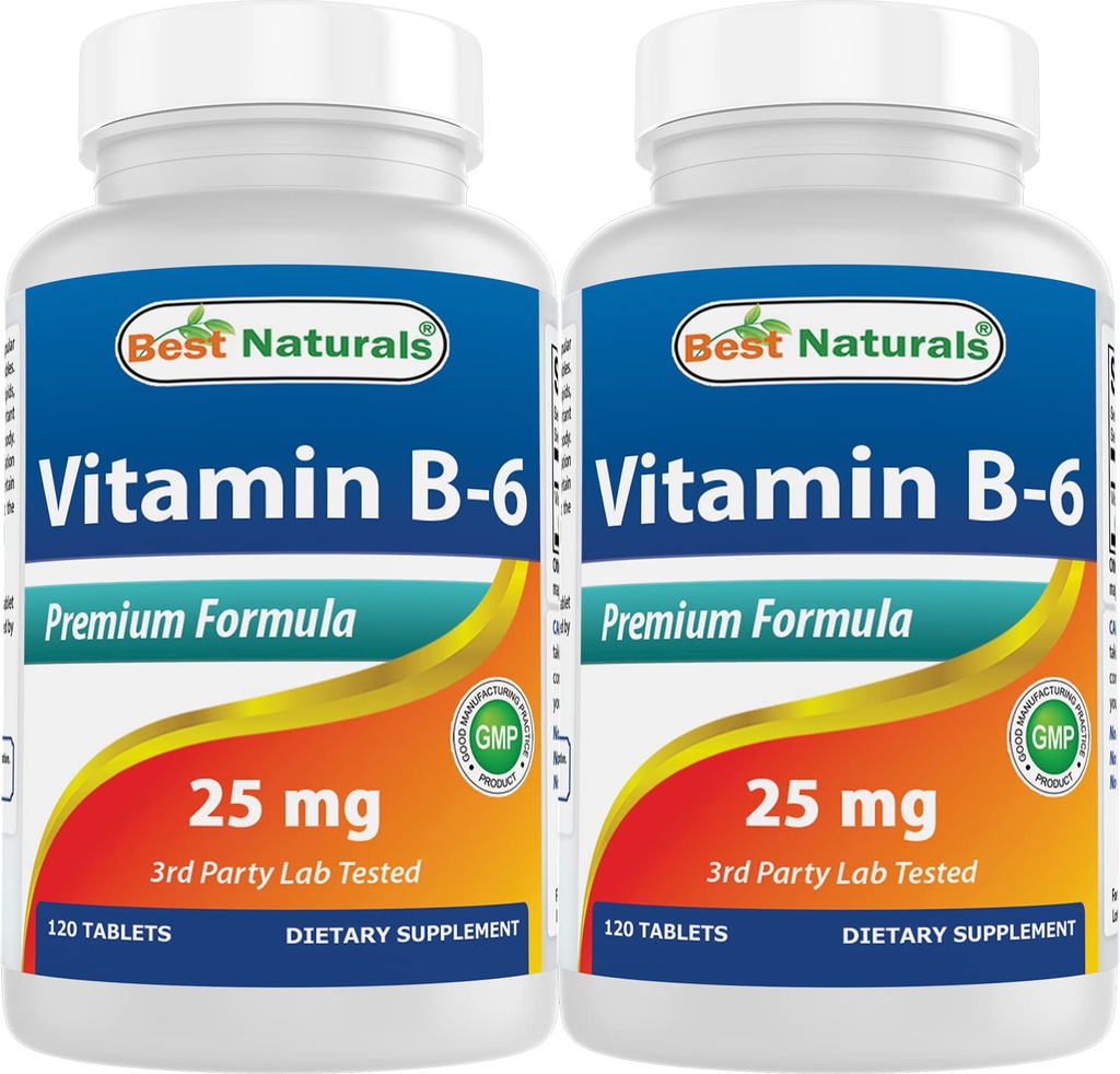 Mejores Naturales Vitamina B6 25mg, 120 Tablas (120 Cuenta (Pack de 2))