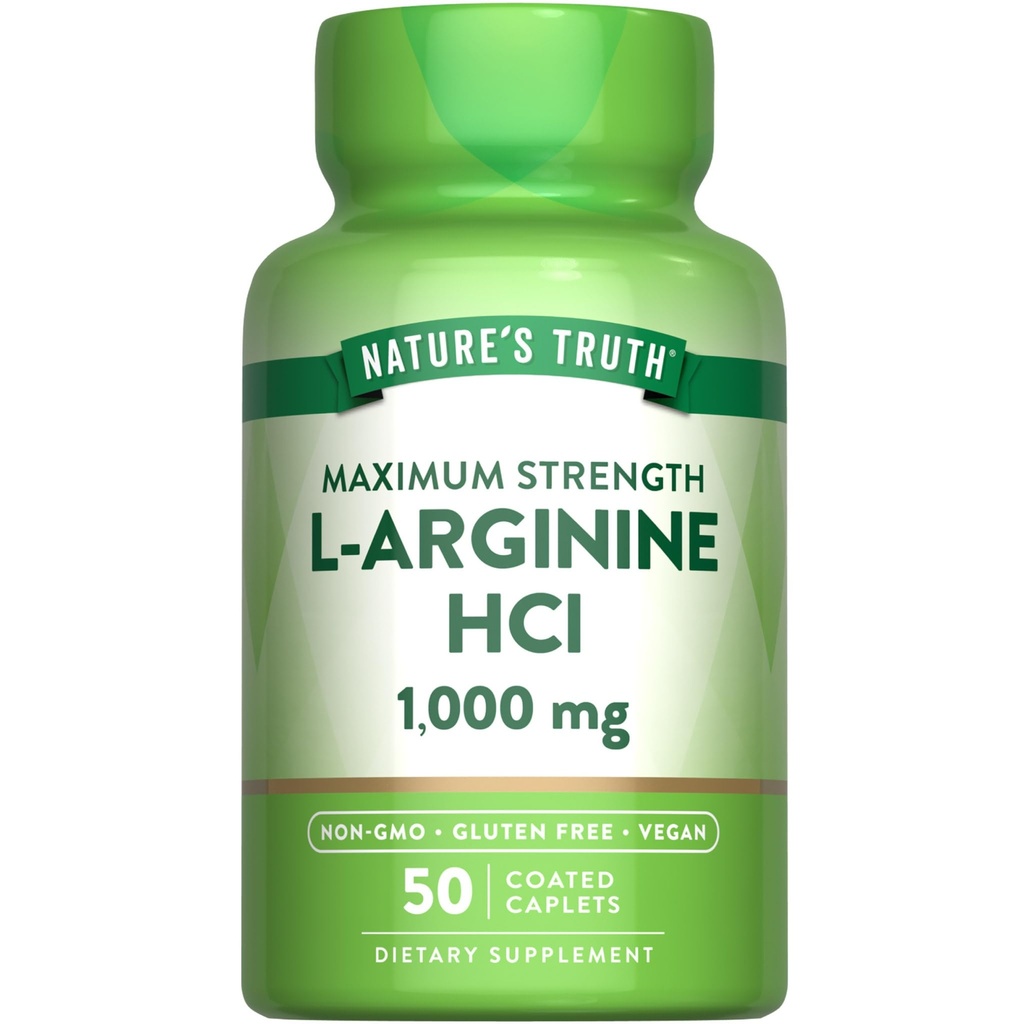 La verdad de la naturaleza L-Arginine HCL 1000mg ← 50 Caplets  durable Aminoácidos esenciales Suplemento Vegan, No-GMO &amp; Gluten Suplemento gratuito