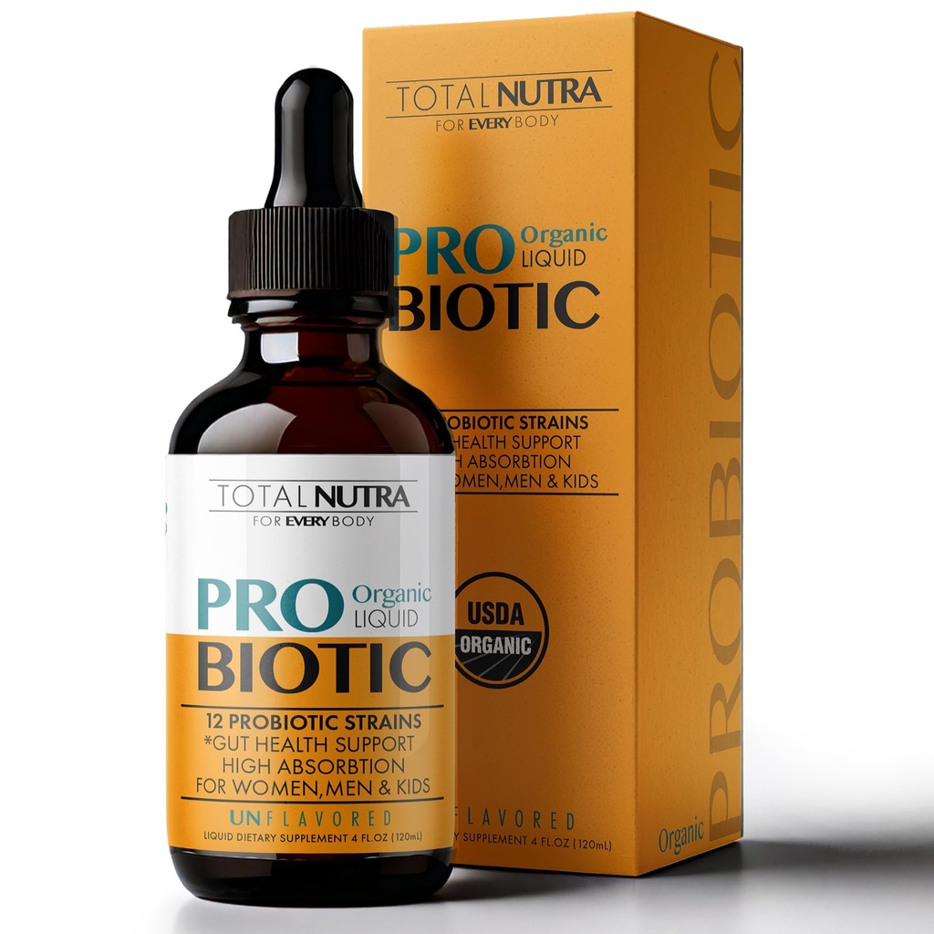 Probiótico líquido para Mujeres, Hombres, Niños, Probiótico Toddler: USDA Probióticos Orgánicos, Líquido Probiótico Vegano " Alfalfa Blend + Acidophilus para Salud Gut, Probióticos Orales Libres, Probióticos Orales No GMO