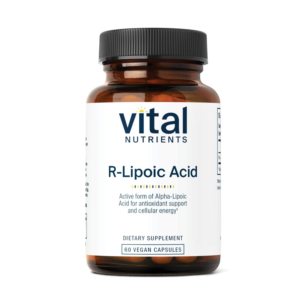 Vital Nutrients R-Lipoic Acid ¦ Active Alpha-Lipoic Acid Antioxidant ← ALA Suplemento para el metabolismo y la energía saludables TEN Gluten, Dairy, Soy Free ← Non-GMO ← 60 Capsules