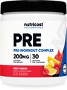 Nutricost Pre-Workout Complex Powder (30 Servings, Fruit Punch) - con Beta-Alanine, Taurine &amp; Amino Acids
