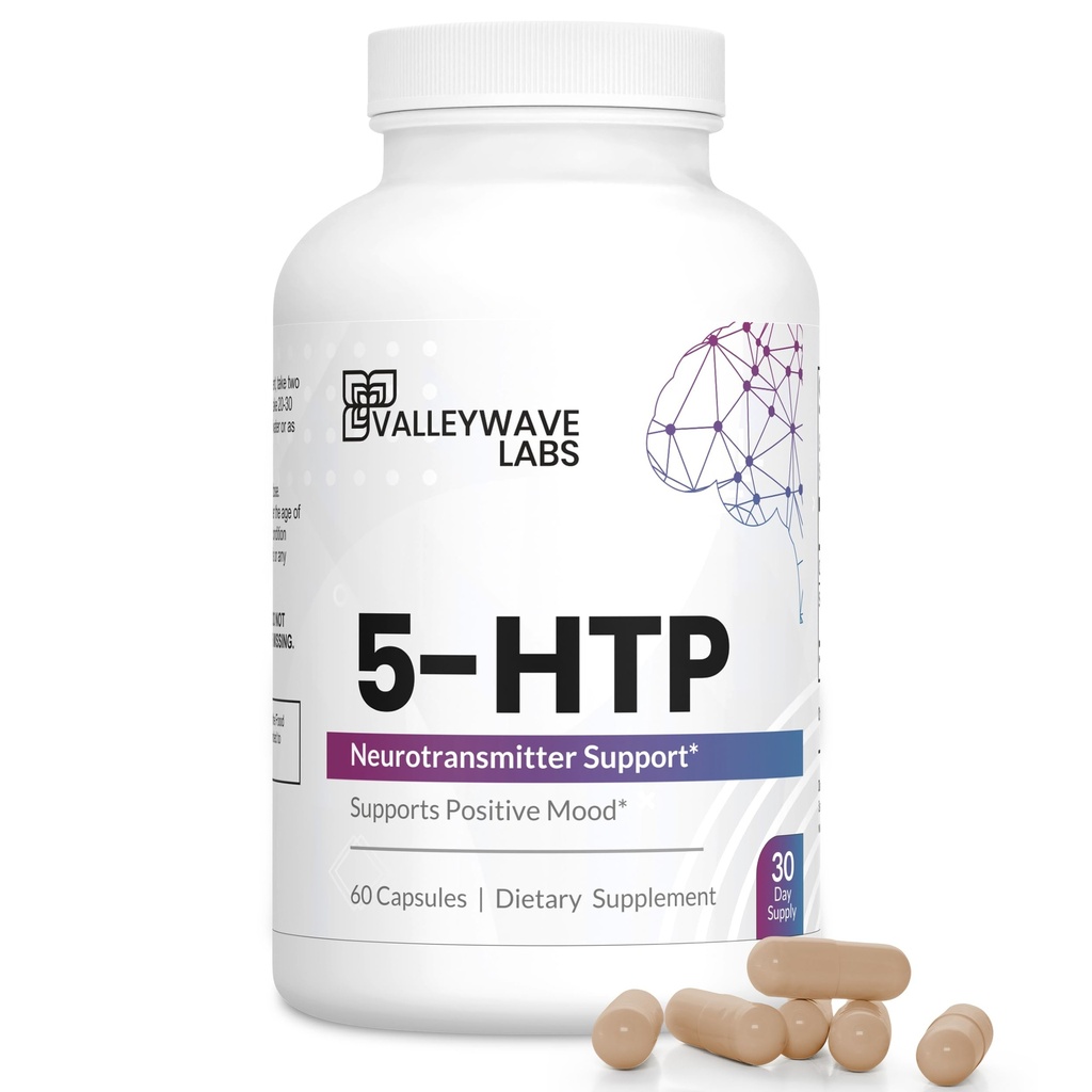 5-HTP - 200mg 5HTP Suplemento (5-Hydroxytryptophan) para apoyar a Mood Plus Sleep*, Stress Relief*, 60 cápsulas - 30 Day Supply, Made in USA