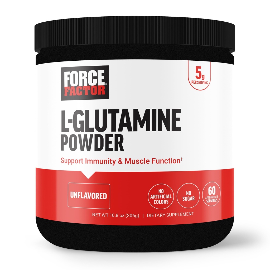 FACTOR FACTOR L-Glutamine Powder for Post Workout Recovery, Muscle Recovery, Healthy Muscle Function, and Immunity, 5000mg/5g Glutamine Supplement, Vegan, Non-GMO, 60 Servings