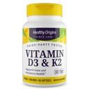 Orígenes saludables Vitamina D3 &amp; K2 - Vitamina D3, 50 mcg - Vitamina K2, 200 mcg - Fácilmente Absorbable Vitamina D &amp; Vitamina K Suplementos - Suplementos sin gluten - 60 Softgels
