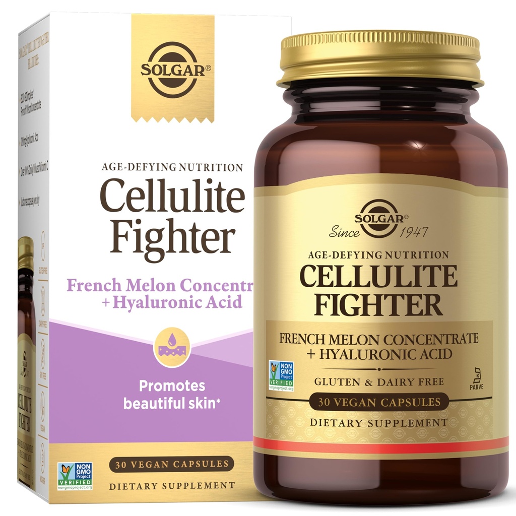 Solgar Cellulite Fighter Skin Vitamina y Suplemento Mineral, Soporta la piel de Smooth con concentrado de melón francés, ácido hialurónico y suplemento de vitamina C, Nutrición para el alivio de la edad para las mujeres, 30
