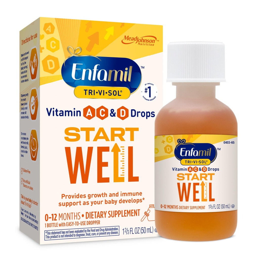 Enfamil Tri-Vi-Sol Infant Multivitamin Drops, apoya el crecimiento &amp; la salud inmune para bebés, 50mL Bottle