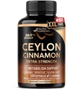 Ceylon Cinnamon Capsules - Extra Strength - Energía, Corazón & Metabolismo Apoyo - para Hombres &amp; Mujeres - Puro Extracto Natural 20:1 Suplemento - Hecho en EE.UU. - GMO &amp; Gluten Gratis, 120 Capsules, 4 Month Supply