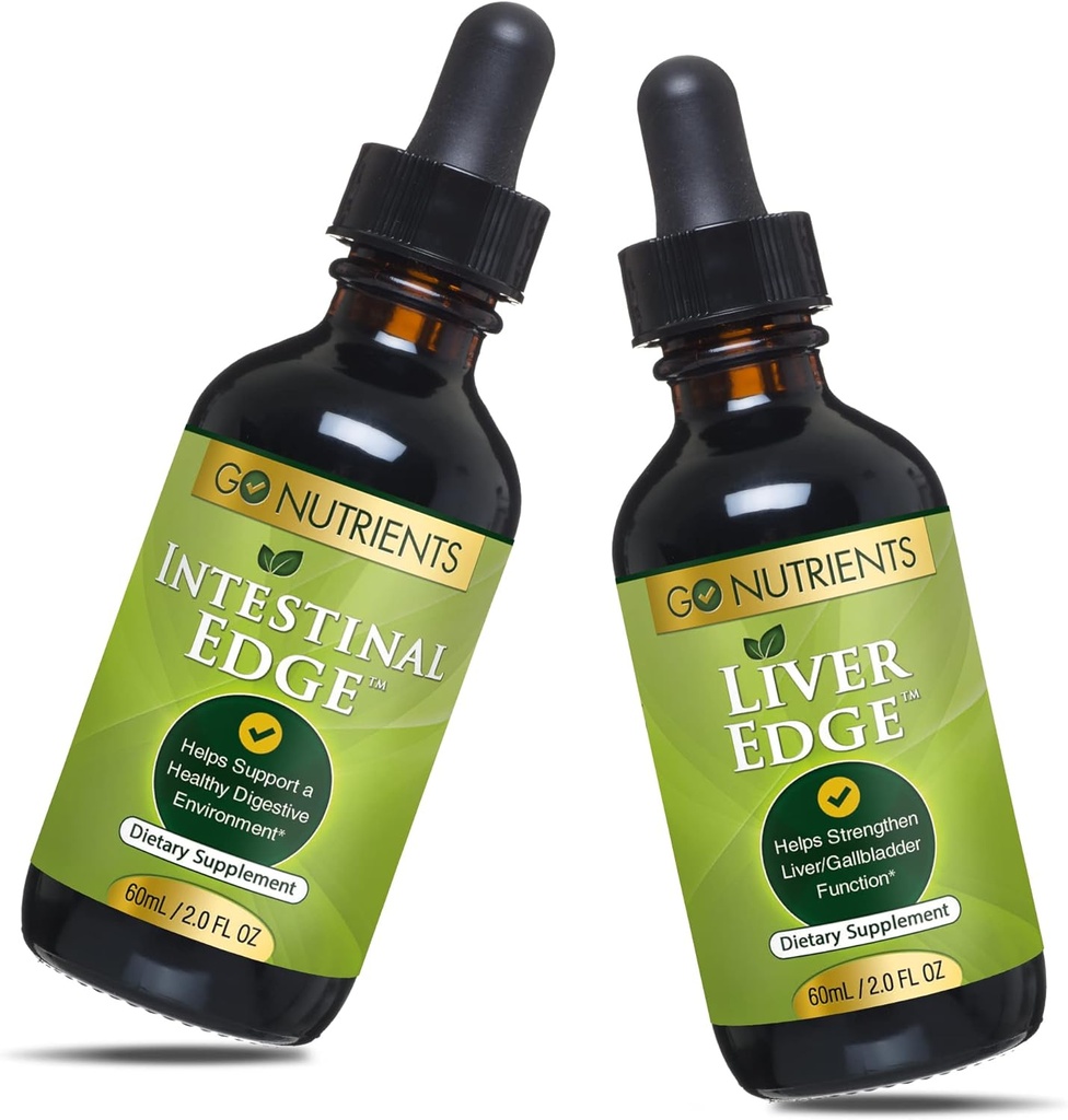 Go Nutrients Intestinal Edge Cleanse 60mL (2 oz) " Liver Cleanse Edge 60ml (2 oz) Non-GMO Soy-Free