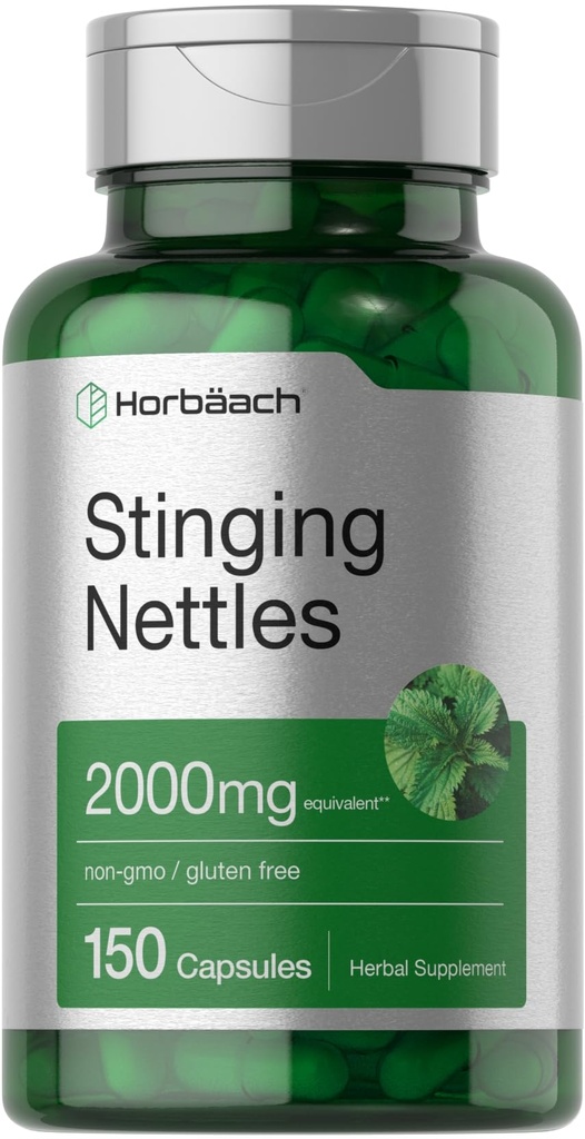 Horbäach Stinging Nettle Capsules 2000mg ← 150 Conde ← Herbal Leaf Extract Suplemento No GMO, Gluten Free