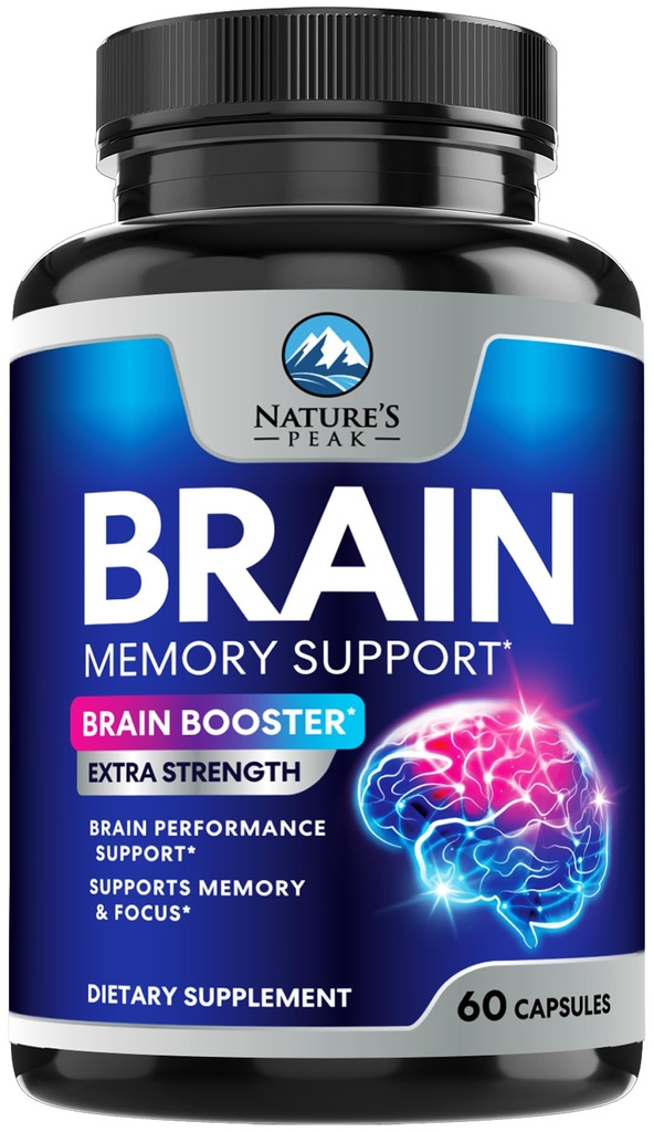 Plantillas de suplemento de memoria cerebral - 3X Nootropía de fuerza para la concentración, claridad y apoyo en foco - Vitaminas cognitivas de salud cerebral con Bacopa, fosfatilserina " DMAE, brote cerebral, 60 cápsulas