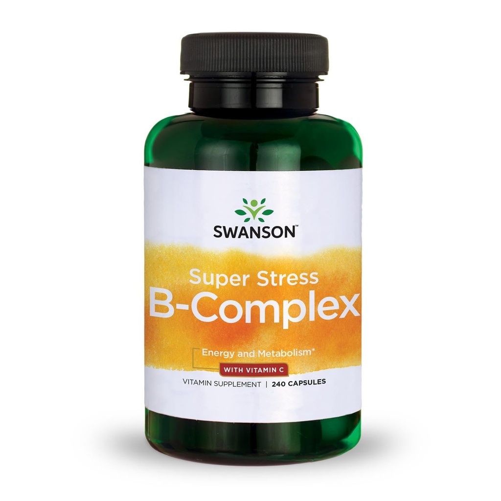 Swanson Super Stress B-Complex - Suplemento de vitaminas - Formula for Healthy Energy Levels - (240 cápsulas)