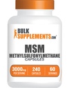 BulkSupplements.com MSM Capsules - Methylsulfonylmethane, MSM 3000mg - Suplementos Conjuntos, Gluten Free, 4 cápsulas por Serving, 240 Conde (Pack of 1)