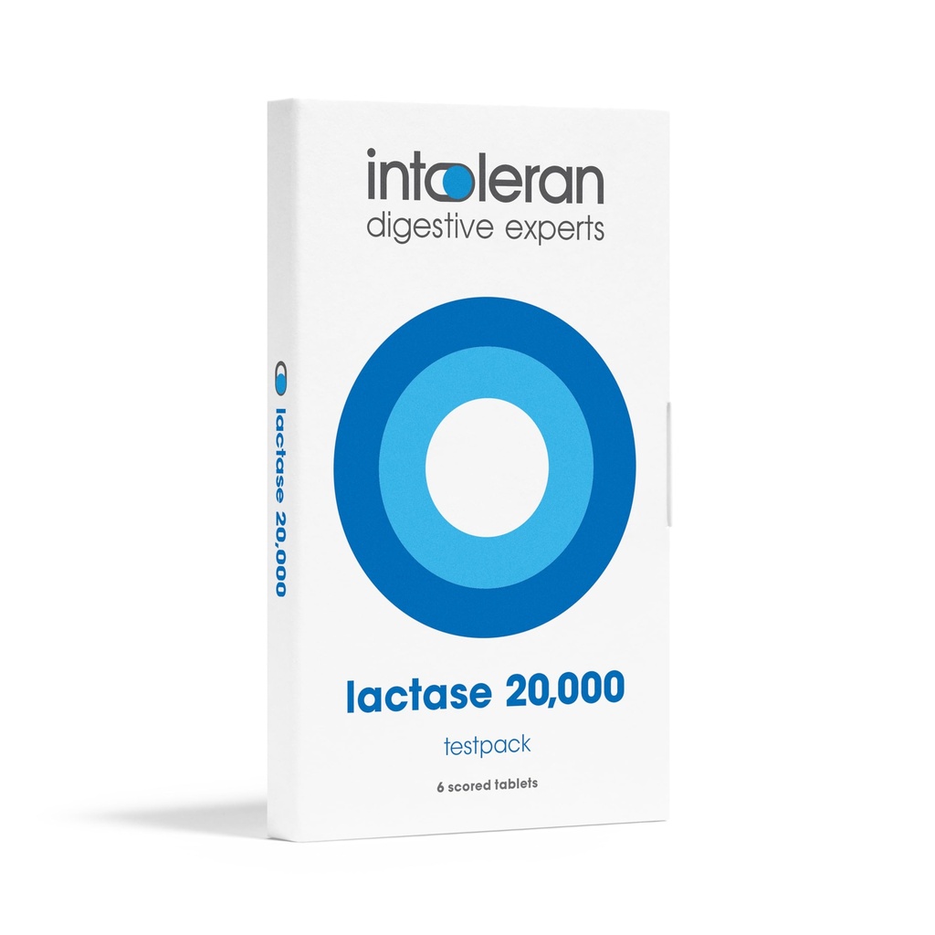 Intoleran Lactase 20,000 Digestive Enzymes Testpack - 6 Partitulada Tablets  Supplement for Lactose Intolerance ← Lactase Enzyme That Helps Digest Dairy  Highest Dosed & Fast Acting ← Pure & Vegan