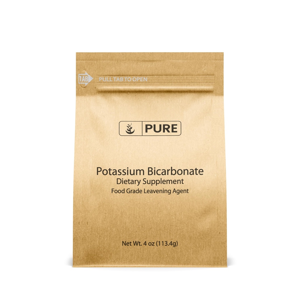 Ingredientes originales puros Bicarbonato de potasio (4oz) Natural, Seguro de alimentos, Electrolito, Dejando