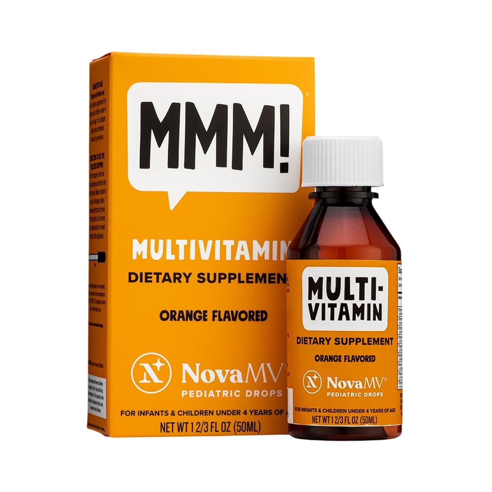 NovaFerrum MMM ← Multivitamínico para niños, bebés y niños pequeños tóxicos Vitamina C, D3, E Silencio Gluten Free Certified ← Sugar Free ← No Artificial Colores Silencio Edades 4 > Bajo confidencialidad Orange Flavored ← 2 Fl Oz (50 mL)