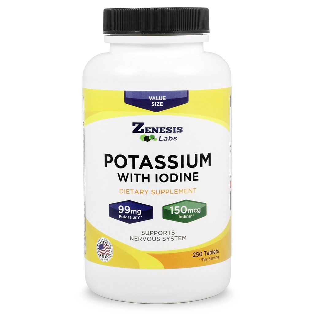 Gluconato de potasio 99mg + 150mcg Iodine de Kelp Bulk (250 Tablets/Bottle)