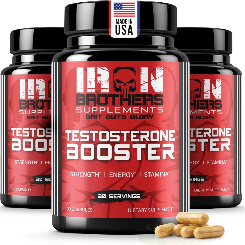 Booster de testosterona para hombres - Bloqueador de estrógeno - Suplemento Energía Natural, Fuerza &amp; Crecimiento del músculo magro - Promueve la pérdida de grasa - Aumentar el rendimiento masculino (3 botellas)
