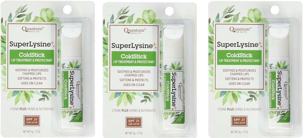 Super Lysine Plus+ ColdStick, SPF 21, Regular 0.18 oz (Pack of 3) por Quantum Research