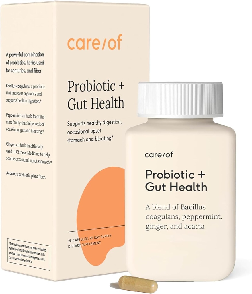 Cuidado/de Probiótico + Gut Health Supplement for Women &amp; Hombre - FREE Wellness Tracker APP - Digestive Support to Relieve Occasional Gas &amp; Bloating - Sugar-Free, No Fillers, Certified C.L.E.A.N. - 25 Count