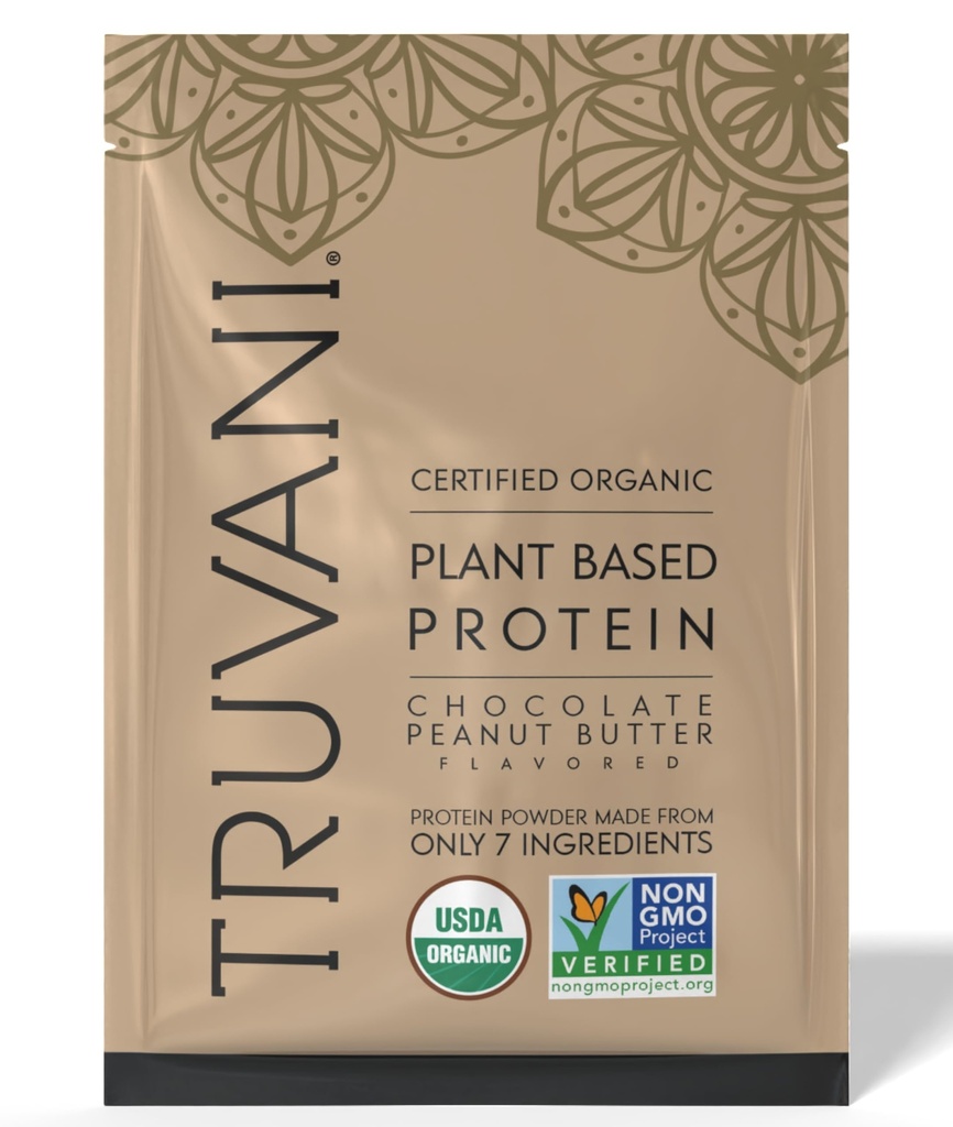 Truvani Vegan Pea Protein Powder ← Chocolate Mantequilla de maní tóxica 20g Orgánica Proteína basada en plantas tóxica 1 Servir ¦ Keto TENIDO Gluten " Dairy Free ← Carb bajo
