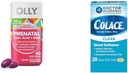 OLLY Ultra Strength Prenatal Multivitamin Softgels with Brain Development Support + Colace Clear Stool Softener Capsules, 28 Conde