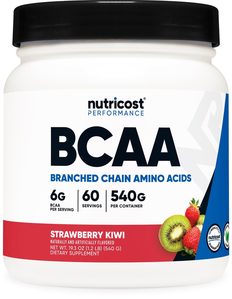 Nutricost BCAA Powder (Strawberry Kiwi) 60 Servimientos - Optimal 2:1:1 Relación