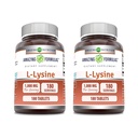 Fórmulas increíbles L-Lysine 1000mg Amino Acid Tablets Suplemento ← No Gluten Free ← Made in USA (180 Silencio 2 Pack)