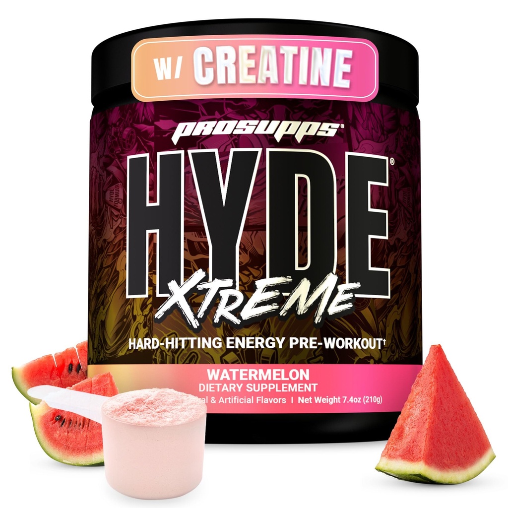 PROSUPPS Mr. Hyde Xtreme Pre Workout Powder with Creatine, Beta Alanine &amp; Caffeine – Extreme Energy, Pumps, Focus &amp; Performance - Fitness &amp; Gym Supplements for Men &amp; Women (Watermelon, 30 Servings)
