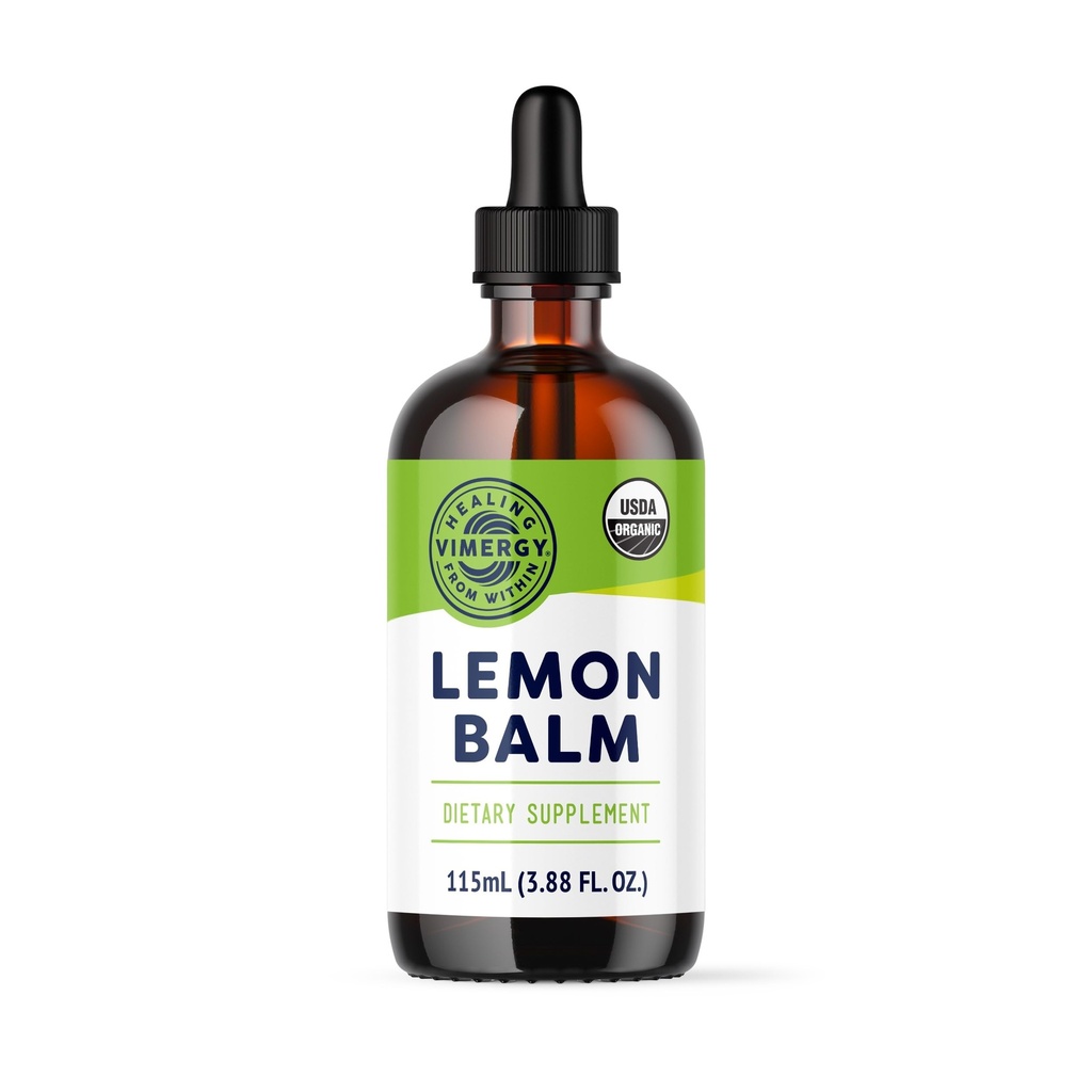 Vimergy USDA Organic Lemon Balm Tincture Suplemento Herbal – Se puede utilizar en té - No GMO, Sin alcohol –115 mL (1 mL/Serving)