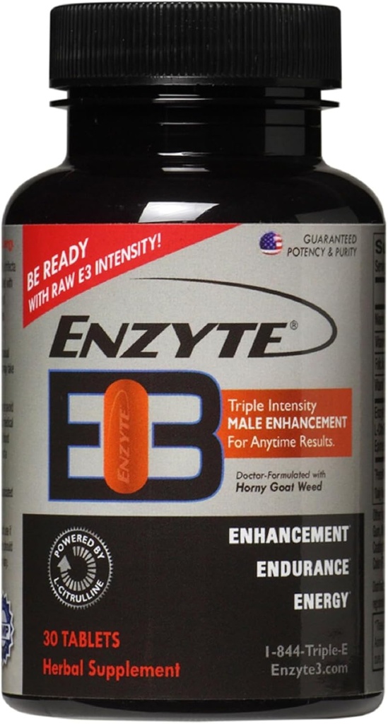 Enzyte3® Men’s Vitality & Performance Support – Energy, Stamina, Endurance – con L-Citrulline, Epimedium, Guarana Seed Extract &amp; Más – 30 Tablets