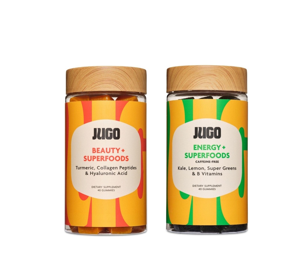 JUGO Beauty + Energy Gummies Bundle – Collagen, Biotin & Vitamina B12 – Soporta el cabello, la piel, las uñas y la energía natural – sin plantas