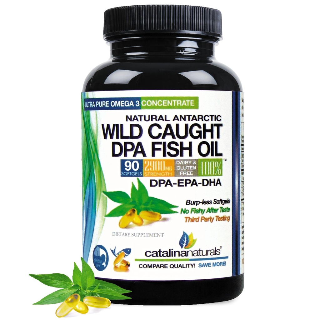 Aceite de pescado de Omega-3 DPA de caza silvestre - 2900 mg con más DPA, EPA & DHA - 90 SoftGels - Triple fuerza libre
