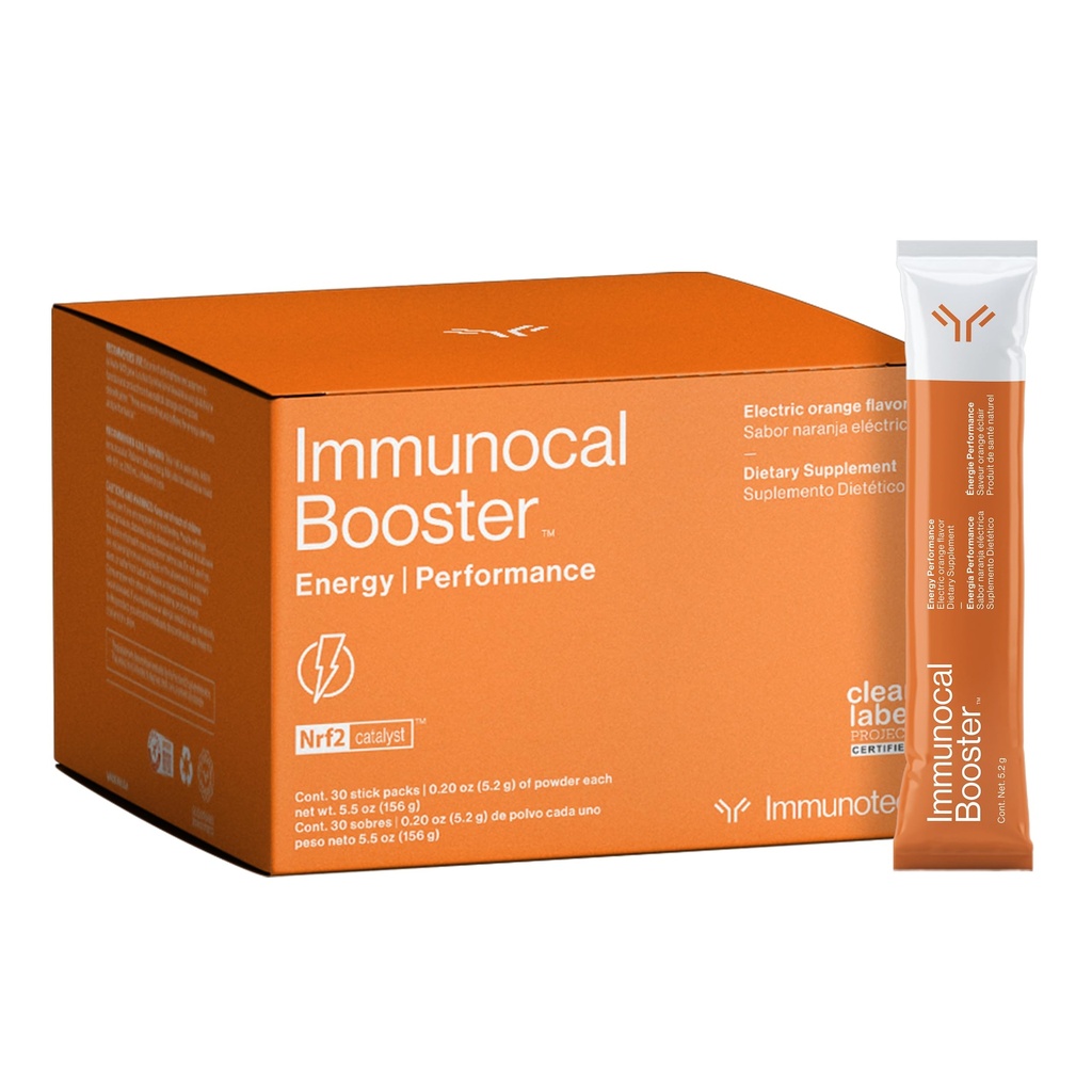 Inmunocal Booster Energy Performance – Rapid Energy, 3 Fuentes Naturales de Caffeine (Coffee, Green Tea, Guarana), Nrf2 Activador, soporta Focus + Alertness TEN Gluten Free, Sugar Free TEN 30 Servings