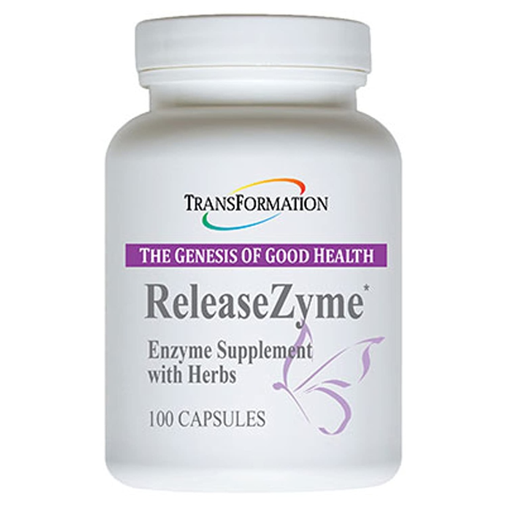 TRANSFORMACIÓN LA GENESIS DE LA BUENA SALUD Enzymes ReleaseZyme Blend Supplement with Natural Herbs, Advanced Digestive Support Formula with Protease, Helps Break Down Proteins, Plant Based Enzymes, 100