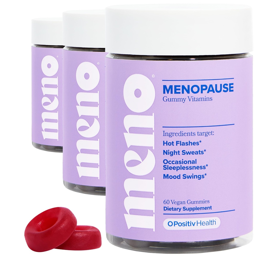 O Positiv MENO Gummies for Menopause, 30 Servings (Pack of 3) - Suplementos sin hormonas para las mujeres con Cohosh Negro " Ashwagandha KSM-66 - Ayuda a aliviar los hot Flashes, Night Sweats, " Mood Swings