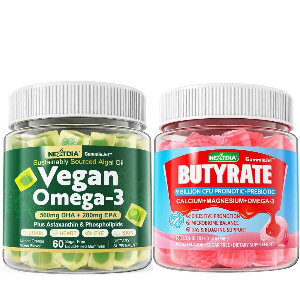 Vegan Omega 3 Gummies + Butyrate Gummies Sugar Gratis