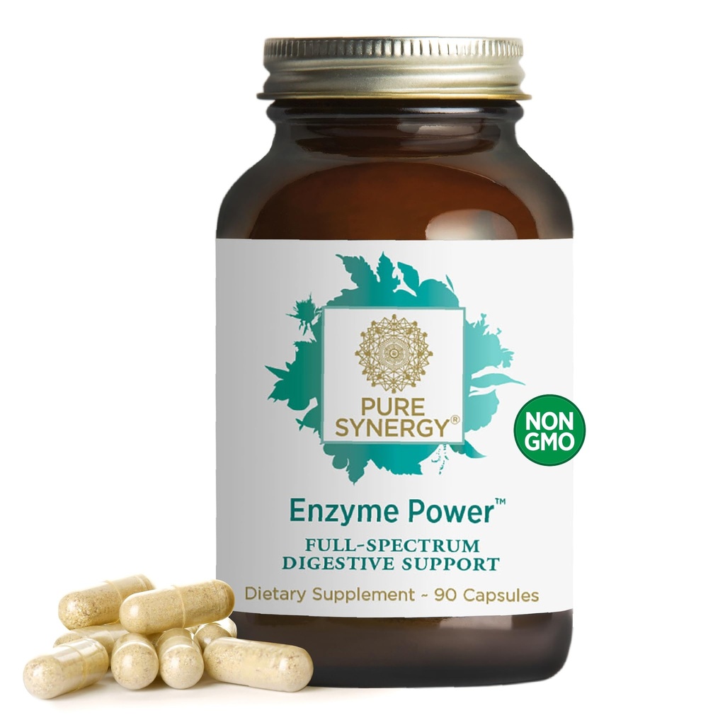 PURE SYNERGY Enzyme Power ← Enzyme Suplemento Digestive Enzymes de Salud Digestiva con Nattokinase, Bromelain y Serrapeptase tención para la Salud Digestiva y Gut (90 cápsulas)