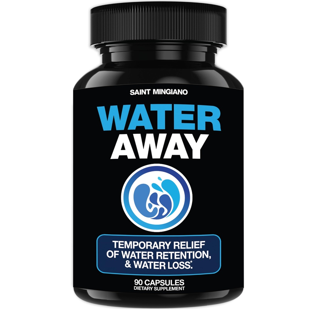 Water Away - Diuretic Water Pills - Retención y Flushing, Ayudas en el alivio del agua " Pérdida de agua para tobillos hinchados Pies, piernas o ruborización - Fast Acting Water Away Pills for (90 Capsules)
