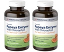 American Health Papaya Enzyme with Chlorophyll Chewable Tablets - 600 Cuenta (200 Total Servings) (Pack of 2)