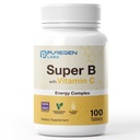 Complejo de energía de laboratorios puros Super B con vitamina C - Immune Health, Energy & Nervous System Support - Non-GMO, sin gluten 100 tabletas vegetarianas