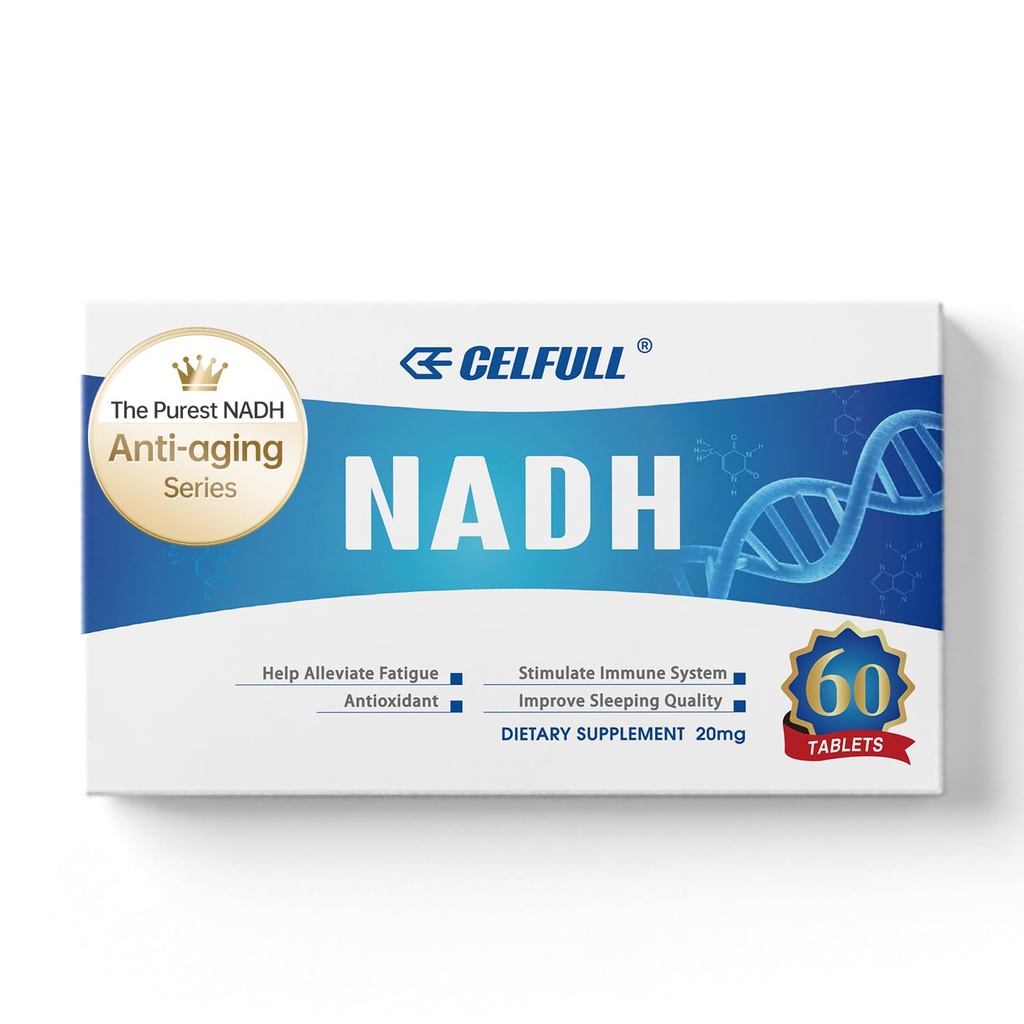 CELFULL NADH Suplemento 40mg Enchance NMN Alternative NAD+ Suplemento para Immune Support Anti-Aging Boost Brain Cognition " Chronic Fatigue Supplements