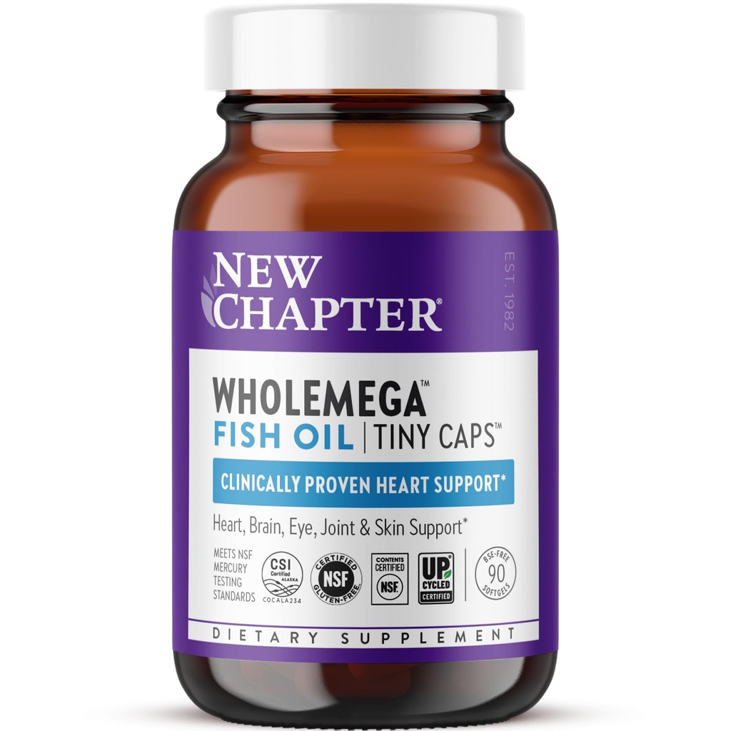 Nuevo capítulo Suplemento de aceite de pescado de Wholemega, pequeñas cápsulas, 2000 mg por ser, aceite de salmón de Alaska silvestre de origen clínico con Omega-3 + vitamina D3 + Astaxanthin, 500 mg Cada - 90 Conde