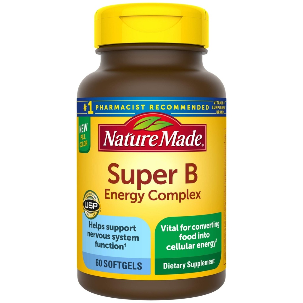 Nature Made Super B Energy Complex, Suplemento dietético para Nervous System Support, 60 Softgels, 60 Day Supply
